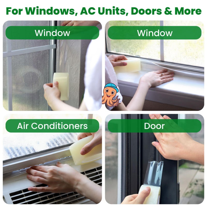 ECOHomes Window Weather Sealing Tape | Winter Weather Stripping Tape to Block Cold Drafts Through Window Gaps and AC Units, Insulation Seal and Draft Blocker for Home (4 Inch by 180 FT, Clear) - Image 2