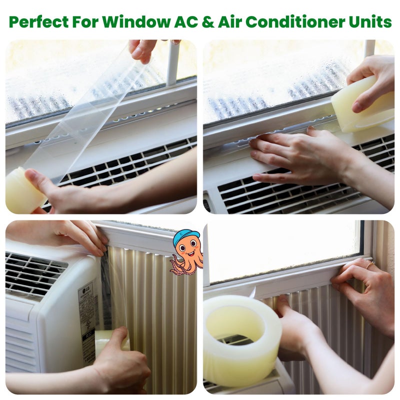 ECOHomes Window Weather Sealing Tape | Winter Weather Stripping Tape to Block Cold Drafts Through Window Gaps and AC Units, Insulation Seal and Draft Blocker for Home (4 Inch by 180 FT, Clear) - Image 4