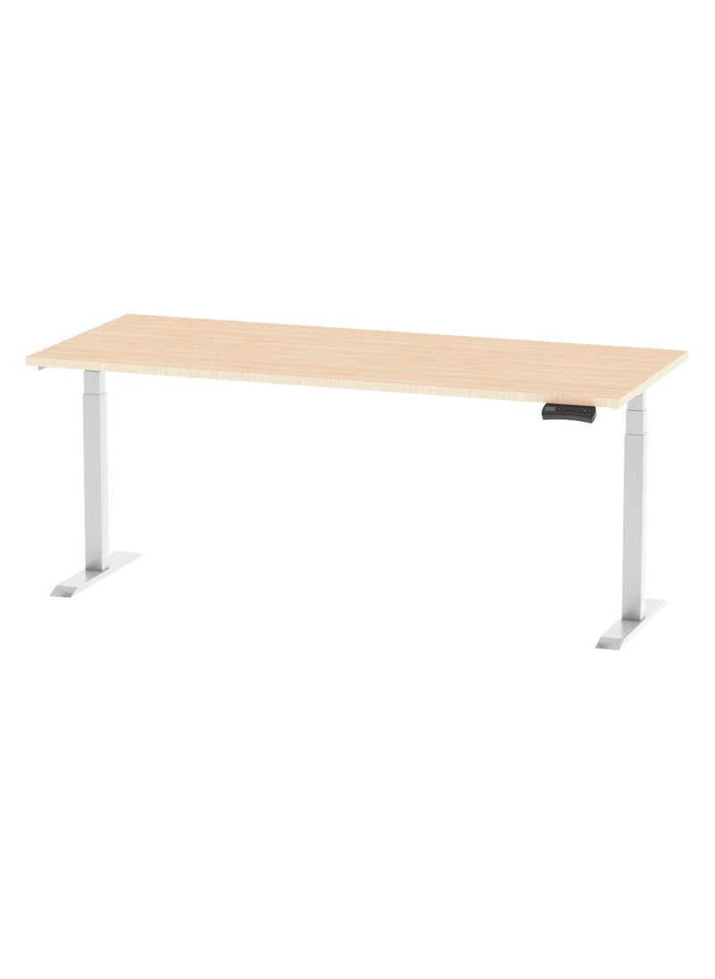 Flexispot - Flexispot Standing Desk Dual Motor 3 Stages Electric Stand Up Desk 180cmx75cm Height Adjustable Desk Home Office Desk White Frame + Oak Desktop - Image 1