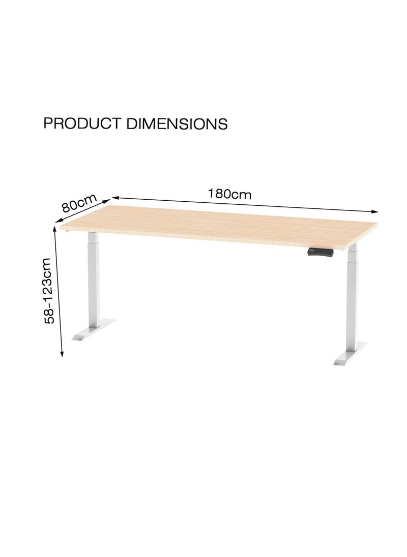 Flexispot - Flexispot Standing Desk Dual Motor 3 Stages Electric Stand Up Desk 180cmx75cm Height Adjustable Desk Home Office Desk White Frame + Oak Desktop - Image 1