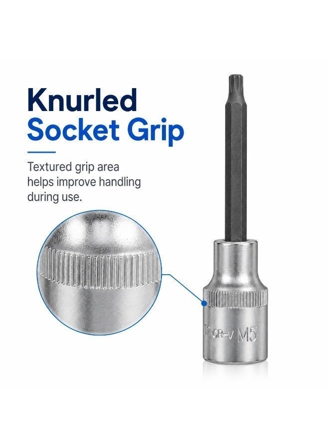M5 Spline Bit Socket 1/2 Inch Drive, 4 Inch Long CR-V Metal Socket Tool For Ratchet, Car Repair, Workshop & DIY Maintenance - Image 5