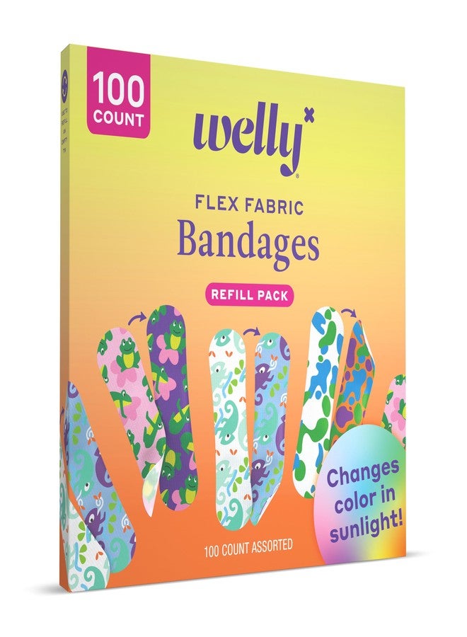 Welly Bandage Color Changing Refill Pack | Adhesive Flexible Fabric Bandages | Assorted Shapes and Patterns for Minor Cuts, Scrapes, and Wounds - 100 Count - Image 4