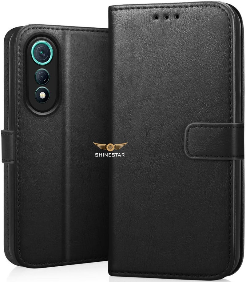 SHINESTAR Tecno Pova Curve 5G Flip Back Cover | PU Leather Flip Cover Wallet Case with TPU Silicone Case Back Cover for Tecno Pova Curve 5G - Classy Black - Image 1