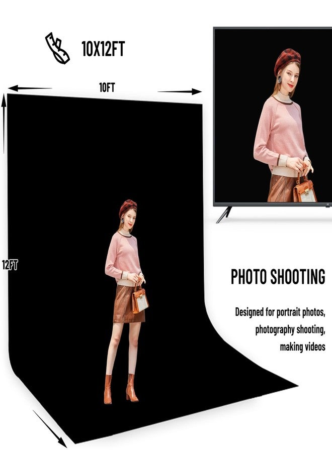 BEIYANG 8.5X10 FT Photo Background Stand with 10X12 FT Black Backdrop Screen, Adjustable Background Holder Support System Kit for Photography Video, Parties Decoration with Carry Bag & Clamps - Image 4