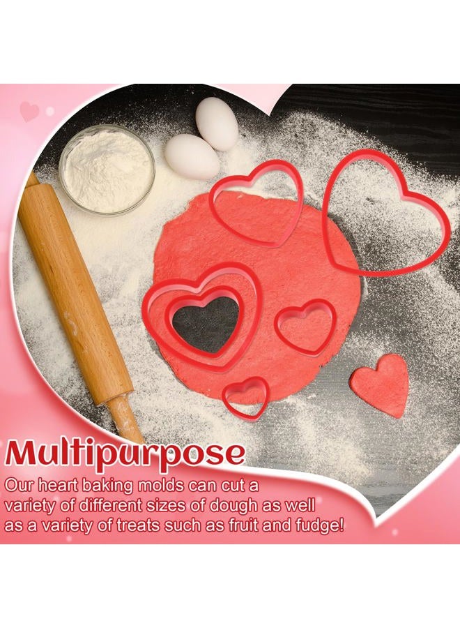 Jingmore 6 Pcs Plastic Heart Cookie Cutters Valentine Heart Pancake Mold for Baking Cakes Biscuit Sandwiches(Red) - Image 4