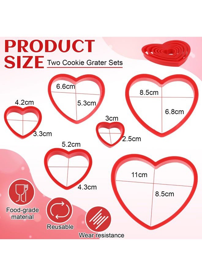 Jingmore 6 Pcs Plastic Heart Cookie Cutters Valentine Heart Pancake Mold for Baking Cakes Biscuit Sandwiches(Red) - Image 2