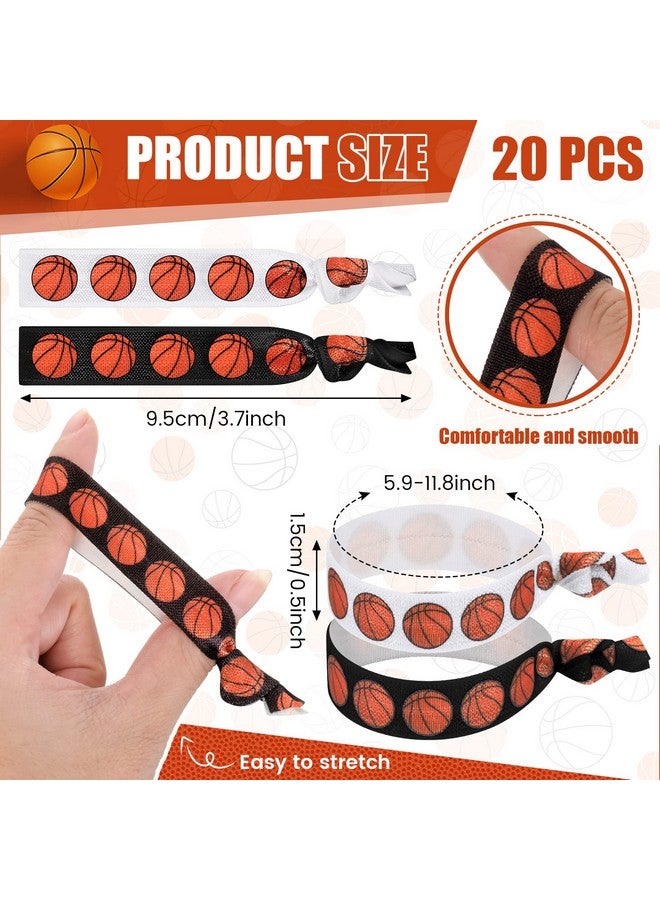 Hanaive 20 Pcs Basketball Hair Ties Basketball Hair Bands Ponytail Holders Basketball Elastic Hair Ties No Crease Ribbon Basketball Hair Accessories For Girls Women Basketball Party Team Members - Image 2