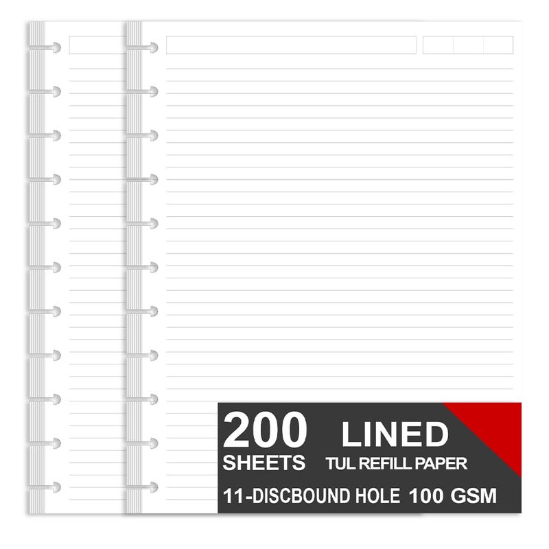 Nokingo (Pack of 2) Letter Size Discbound Refill Paper, Disc Paper Refill for TUL Custom Note-Taking System Discbound Planner Inserts, 200 Sheets/400 Pages, White Discbound Paper, Arc Paper Refill 8.5 x 11 - Image 1