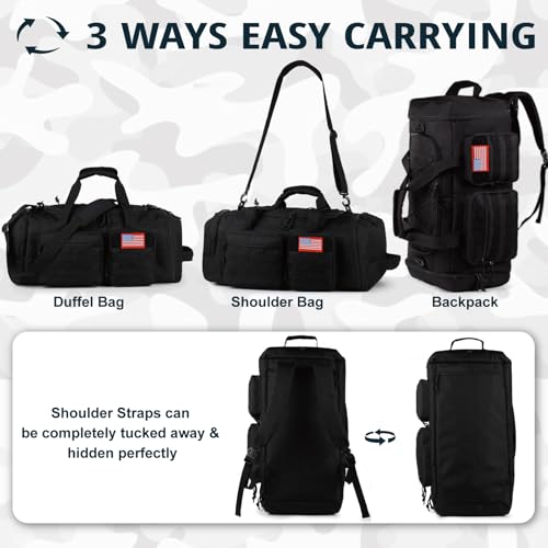 ATRIPACK Tactical Gym Bag for Men，70L Large 3 in 1 Sports Duffle Bag with Shoes Compartment for Travel,Water Resistant Travel Backpack Weekender Overnight Bag with Wet Pocket for Women - Image 5