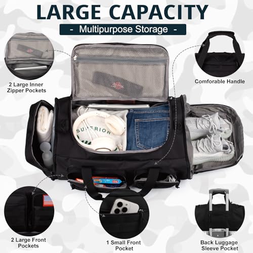ATRIPACK Tactical Gym Bag for Men，70L Large 3 in 1 Sports Duffle Bag with Shoes Compartment for Travel,Water Resistant Travel Backpack Weekender Overnight Bag with Wet Pocket for Women - Image 3
