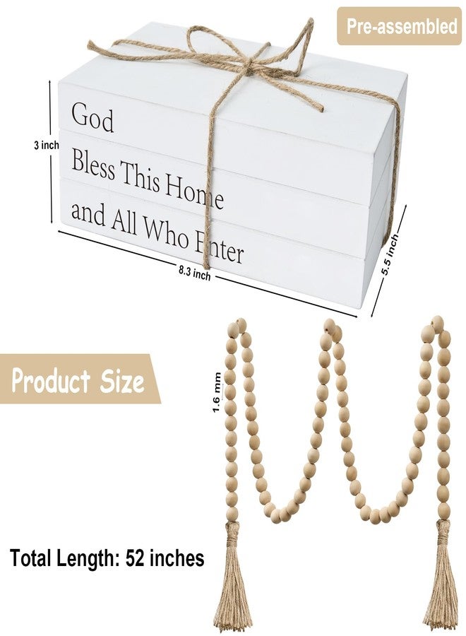 OMISHE Decorative Books for Home Decor, White Faux Books for Decoration, Rustic Farmhouse Stacked Display Books (God Bless This Home and All Who Enter) - Image 4