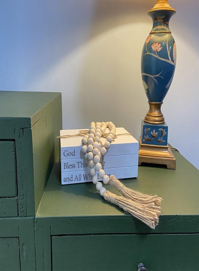 OMISHE Decorative Books for Home Decor, White Faux Books for Decoration, Rustic Farmhouse Stacked Display Books (God Bless This Home and All Who Enter) - Image 3