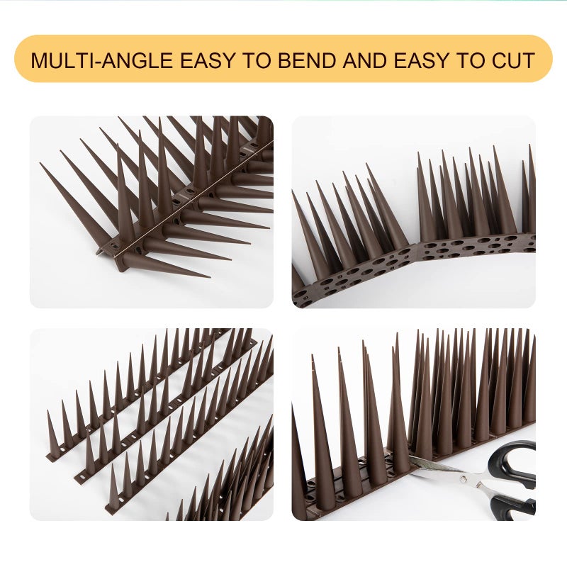 OFFO Bird Spikes Pigeon Outdoor Spikes for Cat Keep Birds Raccoon Woodpecker Away Covers 8 Feet(2.44m), Brown - Image 5