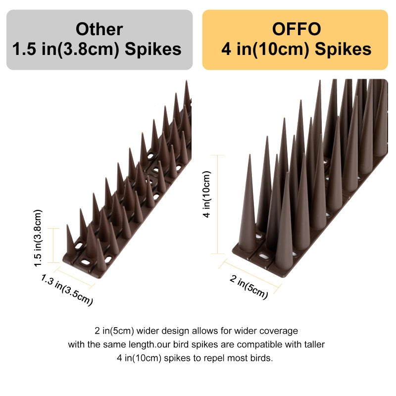 OFFO Bird Spikes Pigeon Outdoor Spikes for Cat Keep Birds Raccoon Woodpecker Away Covers 8 Feet(2.44m), Brown - Image 2