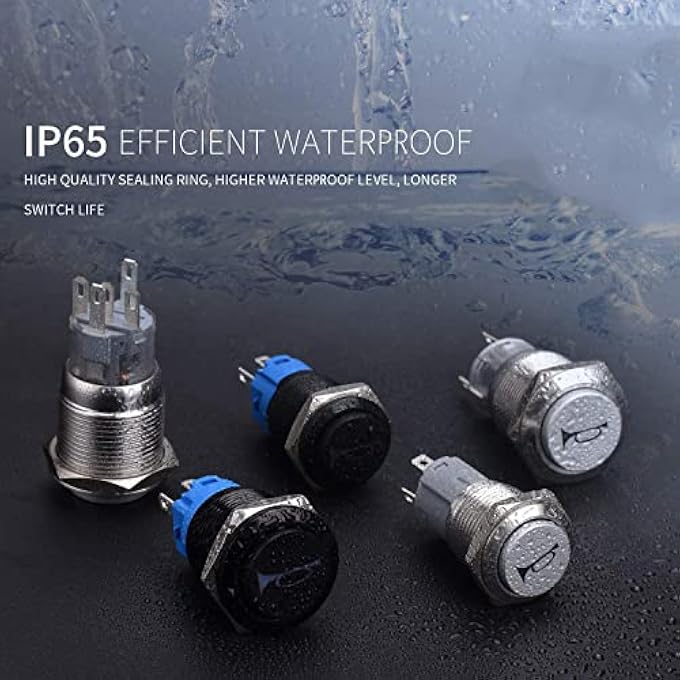 MAKINGTEC 19Mm 12V Momentary Speaker Horn Push Button Toggle Switch 34 Mounting Hole 1No 1Nc Spdt With PreWiring Socket For Car Auto Motor Aluminium Alloy Push Button Latching Switch BlueBlack Shell - Image 2