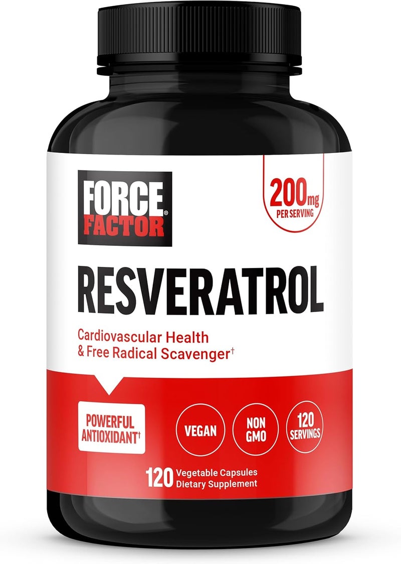 FORCE FACTOR Resveratrol Supplement to Support Heart Health Antioxidants Supplement and Free Radical Scavenger Made with Japanese Knotweed Vegan NonGMO 120 Vegetable Capsules - Image 1