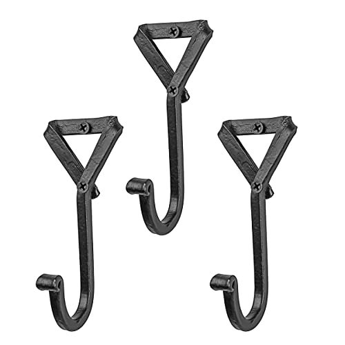 GoCraft Handmade Wrought Iron Coat Hook | Set of 3 Hooks for Coats, Towels, Scarves | Forged Metal Decorative Colonial Wall Decor - Image 2