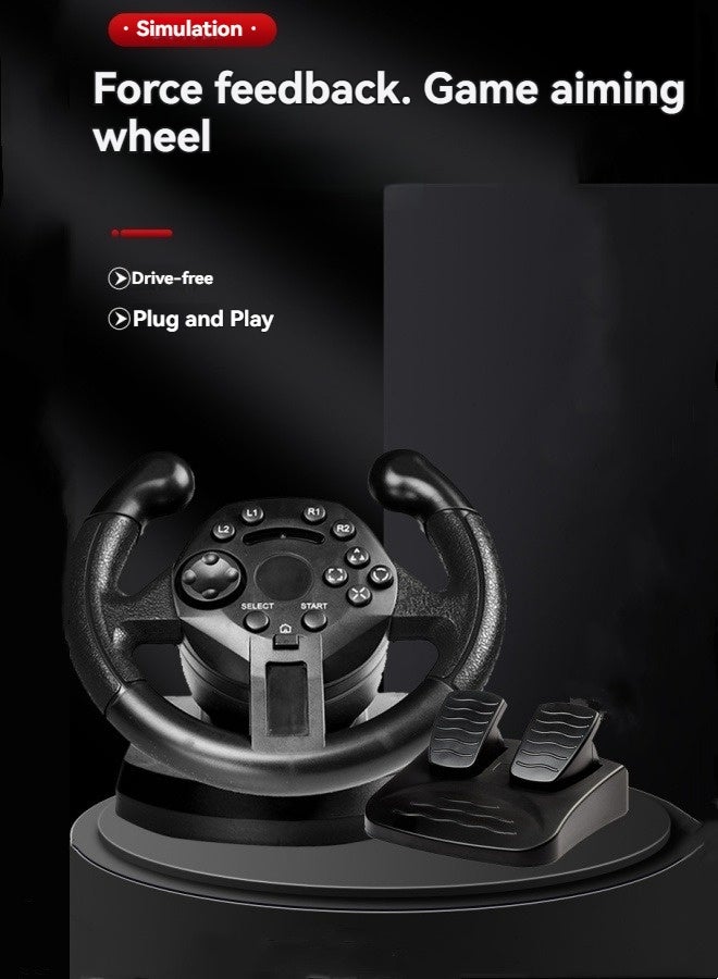 M MIAOYAN PS3/PC all-in-one racing game steering wheel simulation driving game handle vibration game steering wheel  - Image 1