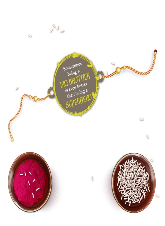 Bhai Please Being Big Brother is better than being Superhero Rakhi for Brother / Bhai / Bhaiya| Set of 1 pc with Roli /Kumkum |Kids, Boy , Men| Designer , Stylish, Fancy, Wooden Rakhi Set| with Raksha Bandhan Greetings - Image 1
