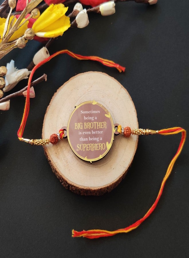 Bhai Please Being Big Brother is better than being Superhero Rakhi for Brother / Bhai / Bhaiya| Set of 1 pc with Roli /Kumkum |Kids, Boy , Men| Designer , Stylish, Fancy, Wooden Rakhi Set| with Raksha Bandhan Greetings - Image 4