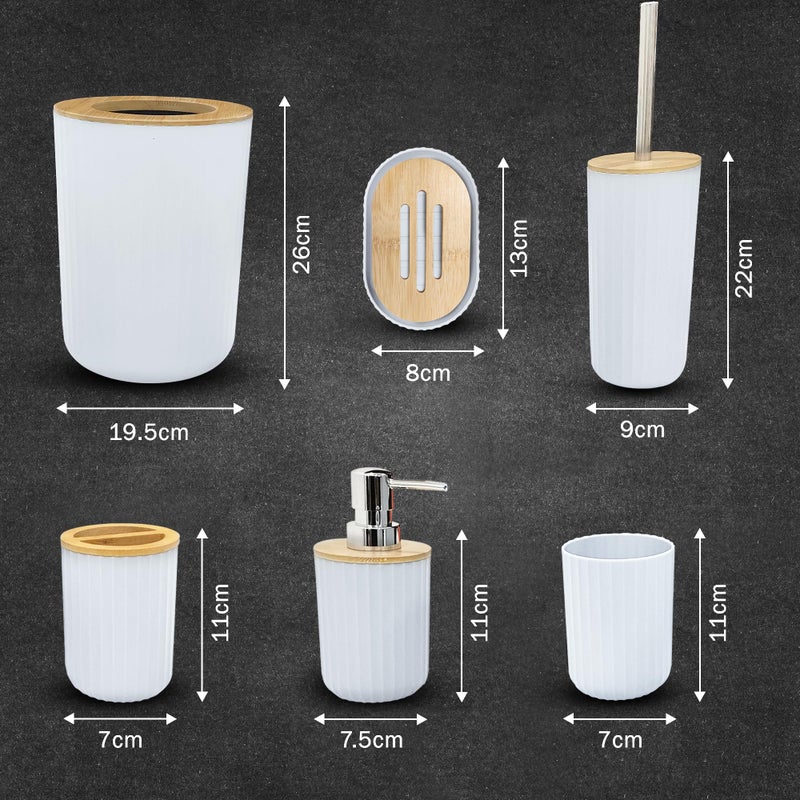 iBell 6-Piece Bathroom Accessories Set - Includes Soap Dispenser, Toothbrush Holder, Mouthwash Cup, Toilet Brush with Holder, Dustbin, and Soap Dish - Elegant White - Image 5