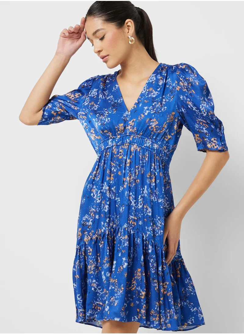 BOSS Printed Puff Sleeve Dress