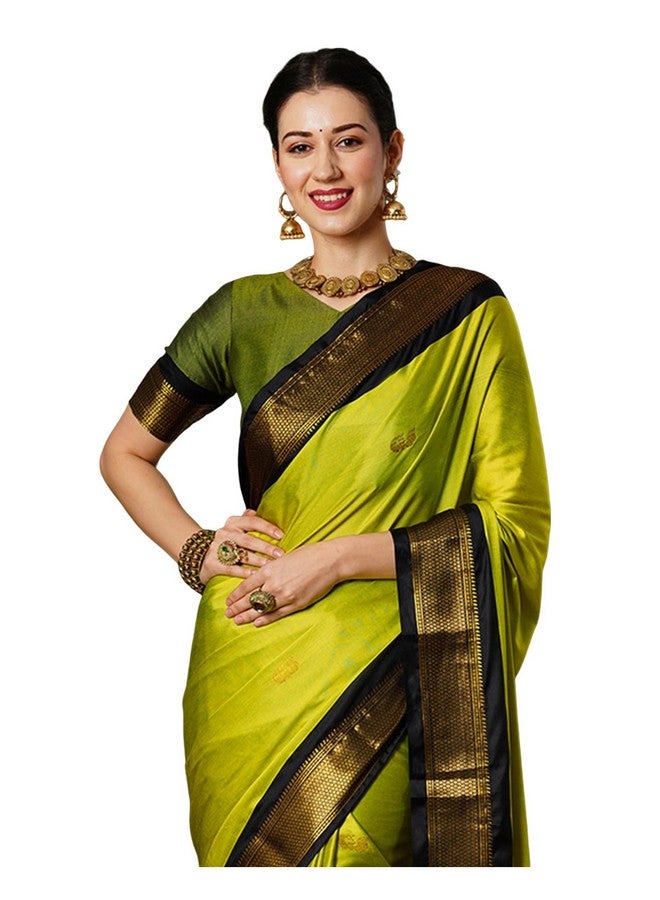 SIRIL Women's Banarasi Soft Silk Saree Pure Silk With Unstitched Blouse Piece (3743S110_Parrot Green) - Image 1