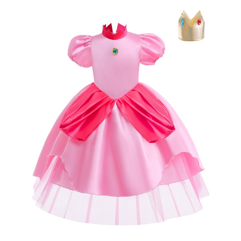 Children'S Peach Princess Super Mario Mario Game Suit Christmas Pink Princess Peach Dress - Image 1