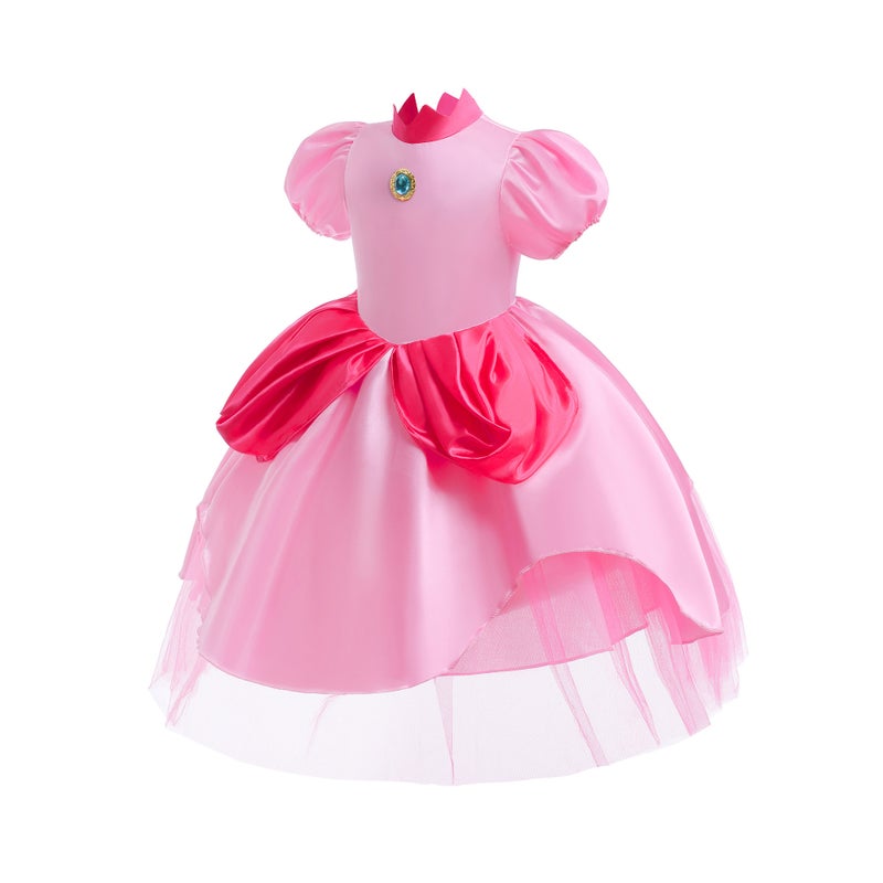 Children'S Peach Princess Super Mario Mario Game Suit Christmas Pink Princess Peach Dress - Image 5