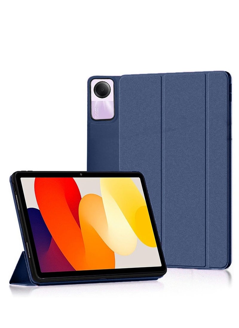 Techie - Smart Folio Flip Trifold Back Case with Auto Wake/Sleep Function Cover for Xiaomi Redmi Pad SE 11 Inch 2023 - Navy Blue - Image 1