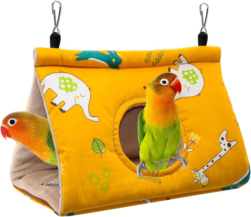 Rypet Winter Warm Bird Nest House - Hanging Hammock Velvet Shed Hut Cage Plush Fluffy Birds Hideaway Sleeping Bed Fuzzy for Parrot Parakeet Cockatiels Budgies Lovebird Small（Yellow） - Image 1