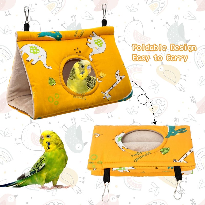 Rypet Winter Warm Bird Nest House - Hanging Hammock Velvet Shed Hut Cage Plush Fluffy Birds Hideaway Sleeping Bed Fuzzy for Parrot Parakeet Cockatiels Budgies Lovebird Small（Yellow） - Image 4