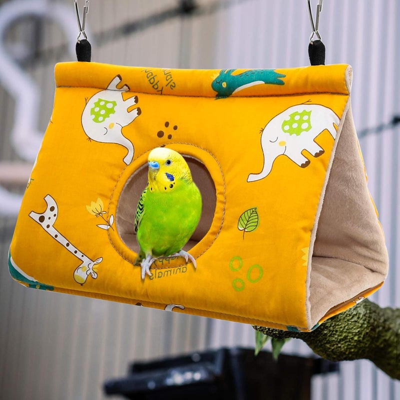 Rypet Winter Warm Bird Nest House - Hanging Hammock Velvet Shed Hut Cage Plush Fluffy Birds Hideaway Sleeping Bed Fuzzy for Parrot Parakeet Cockatiels Budgies Lovebird Small（Yellow） - Image 5