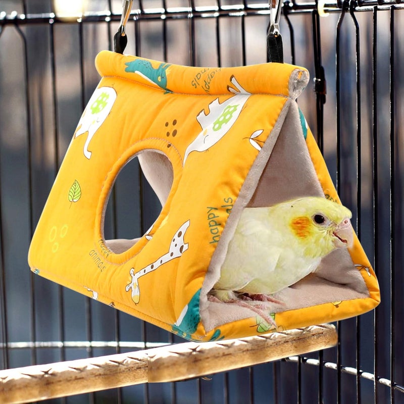 Rypet Winter Warm Bird Nest House - Hanging Hammock Velvet Shed Hut Cage Plush Fluffy Birds Hideaway Sleeping Bed Fuzzy for Parrot Parakeet Cockatiels Budgies Lovebird Small（Yellow） - Image 3