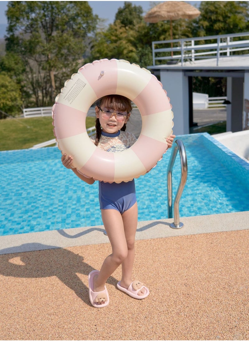 90Cm Stripe Printed Swimming Ring Inflatable Pool Float Floaties Air Sofa Floating Large Backrest Mesh Bottom Water Party Summer Beach  - Image 2