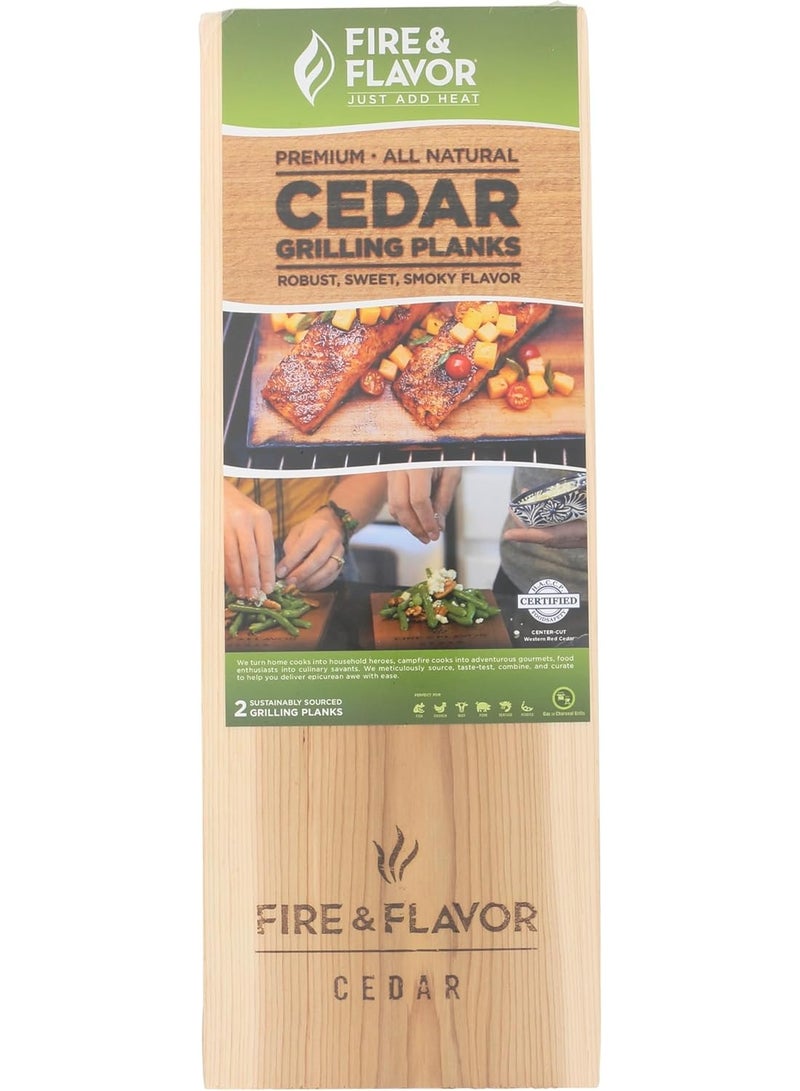 Fire & Flavor Cedar Planks for Grilling Salmon and Other Dishes - All Natural Cedar Wood Planks - Premium Grilling Accessories - 2 Pack  - Image 2