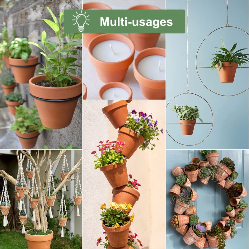 Orceler 4 Inch Terracotta Pots with Saucer - 6 Pack Small Clay Plant Pots with Drainage Holes, Flower Pots with Tray, Terra Cotta Pots for Indoor Outdoor Plants, Crafts, Wedding Favor - Image 5