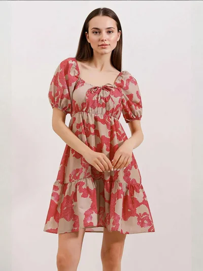 BIG DART BDART Square Neck A-Form Mini Dress with Bow