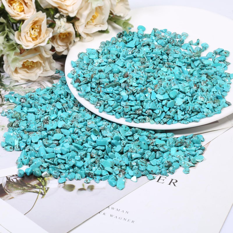 SUNYIK Howlite Turquoise Tumbled Chips Stone Crushed Pieces Irregular Shaped Stones 1pound(about 460 gram) - Image 4