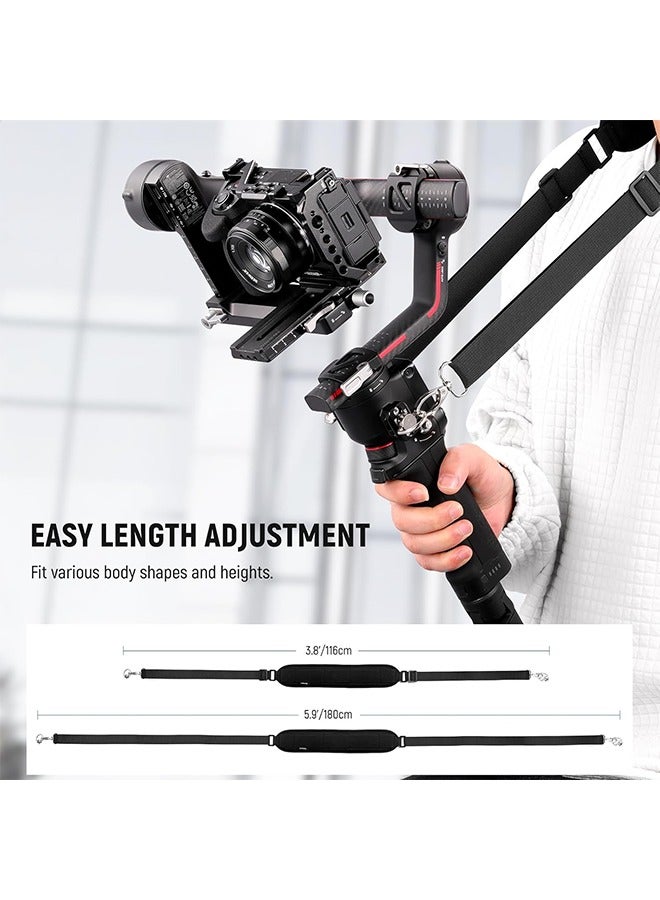 RS4 RS3 Neck Strap with Two NATO Rails  1/4 D Rings for DJI RS4 RS4 Pro RS3 Pro RS2 RSC2 Ronin SC Gimbal Stabilizer, 5.9ft/180cm Length Adjustable Weight Reducing Shoulder Strap, GA019 - Image 5
