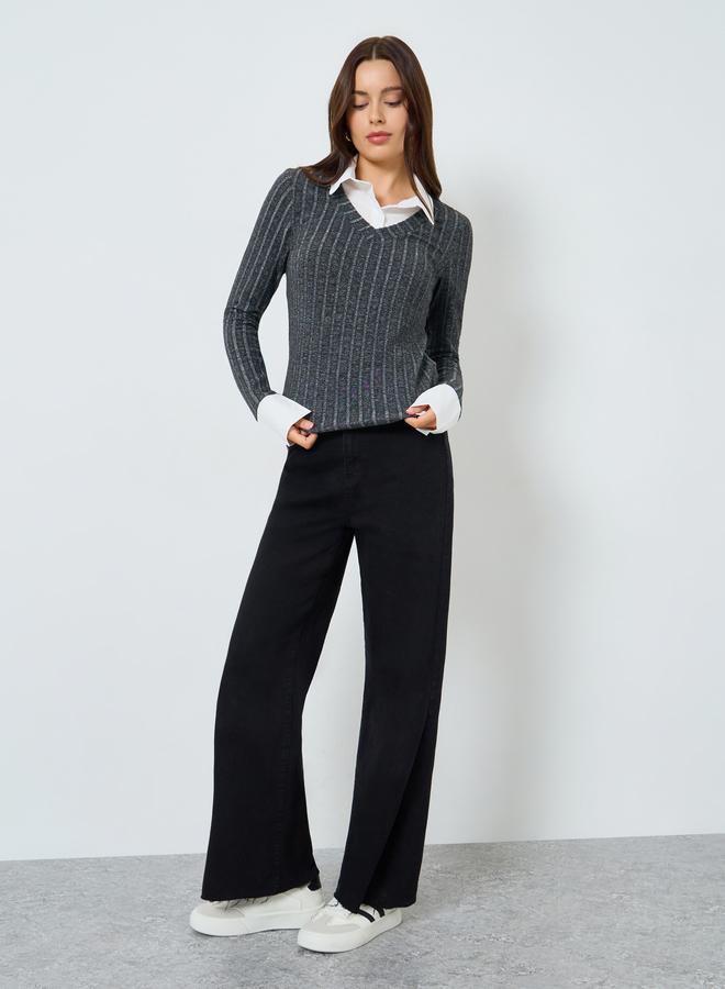 Styli Grey Long Sleeve Knit Top - Image 2