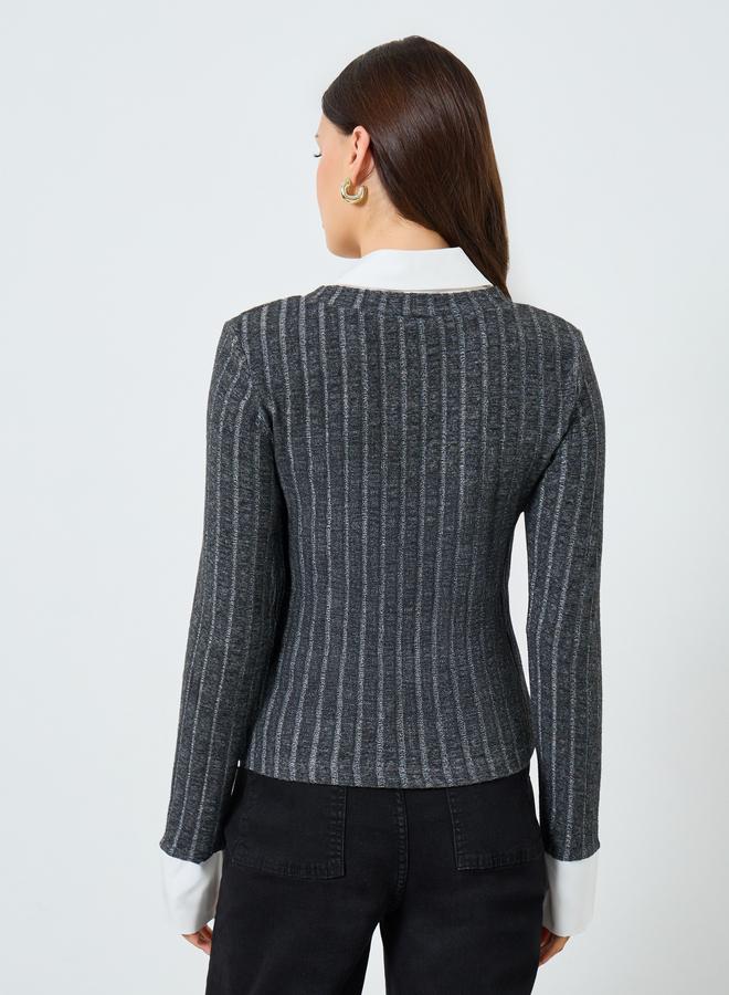 Styli Grey Long Sleeve Knit Top - Image 4
