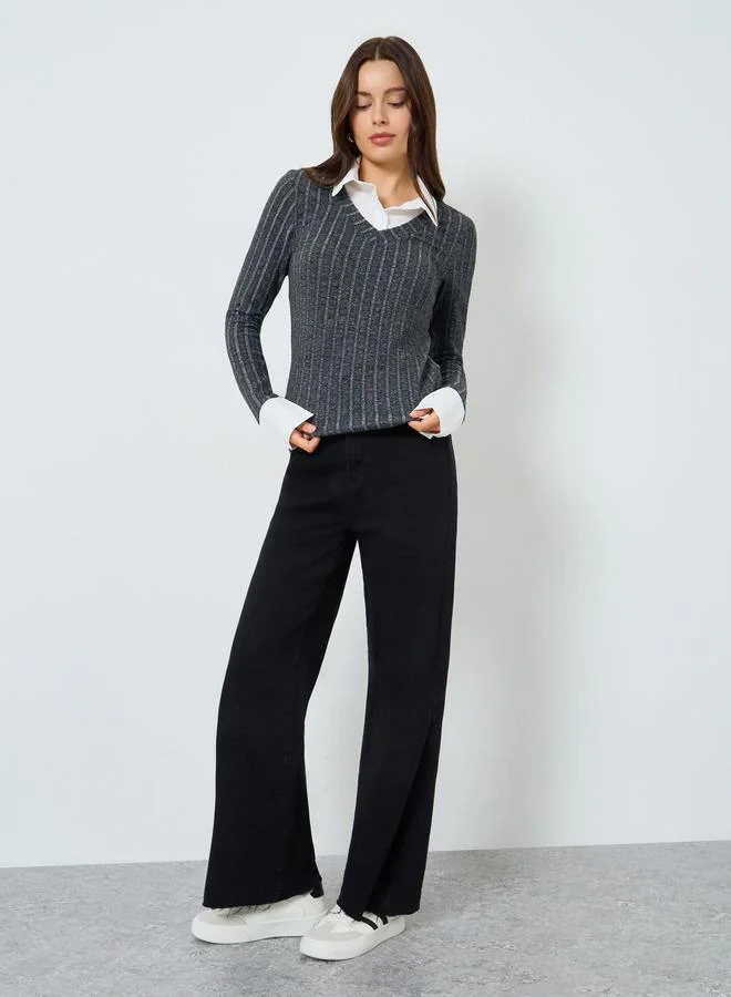 Styli Grey Long Sleeve Knit Top