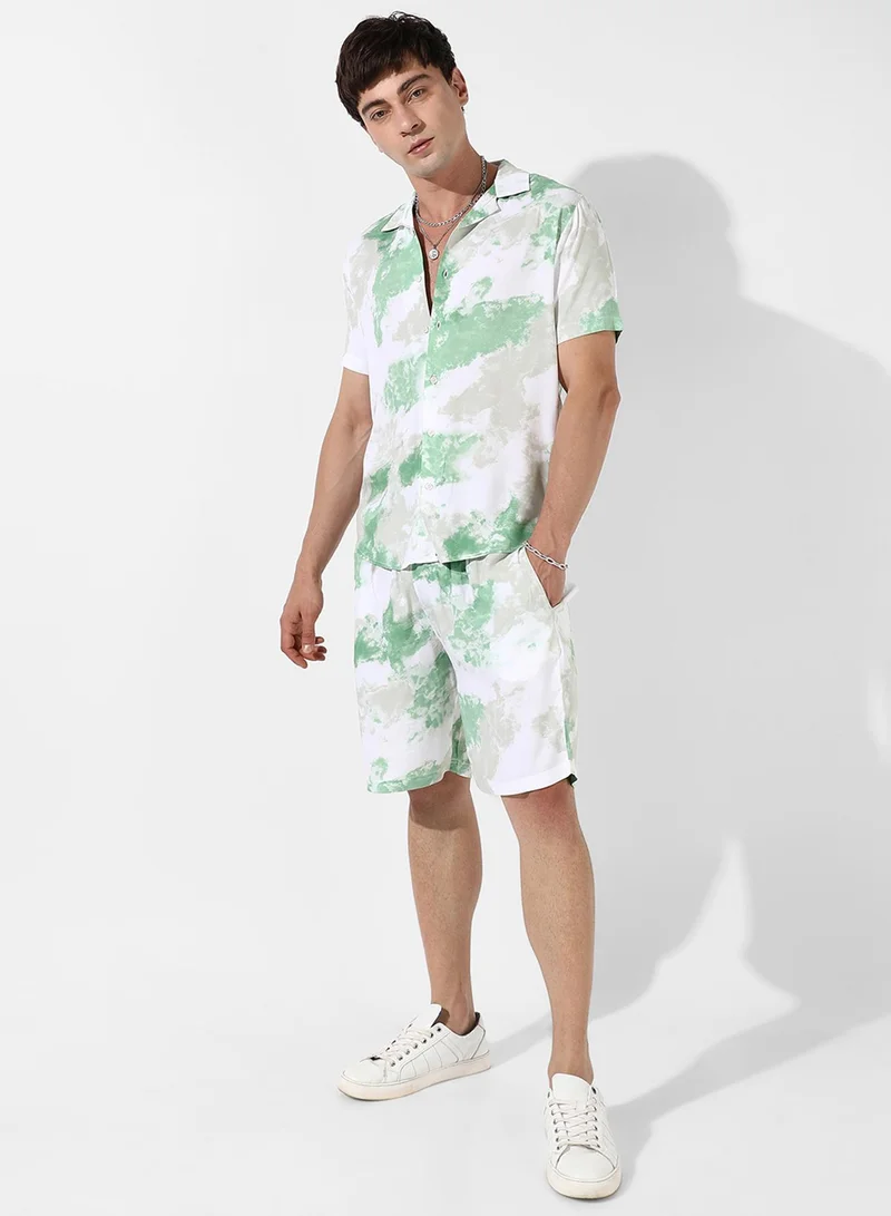 Campus Sutra  Men's Tie-Dye Print Casual Co-Ord Set for Men | Best Price UAE