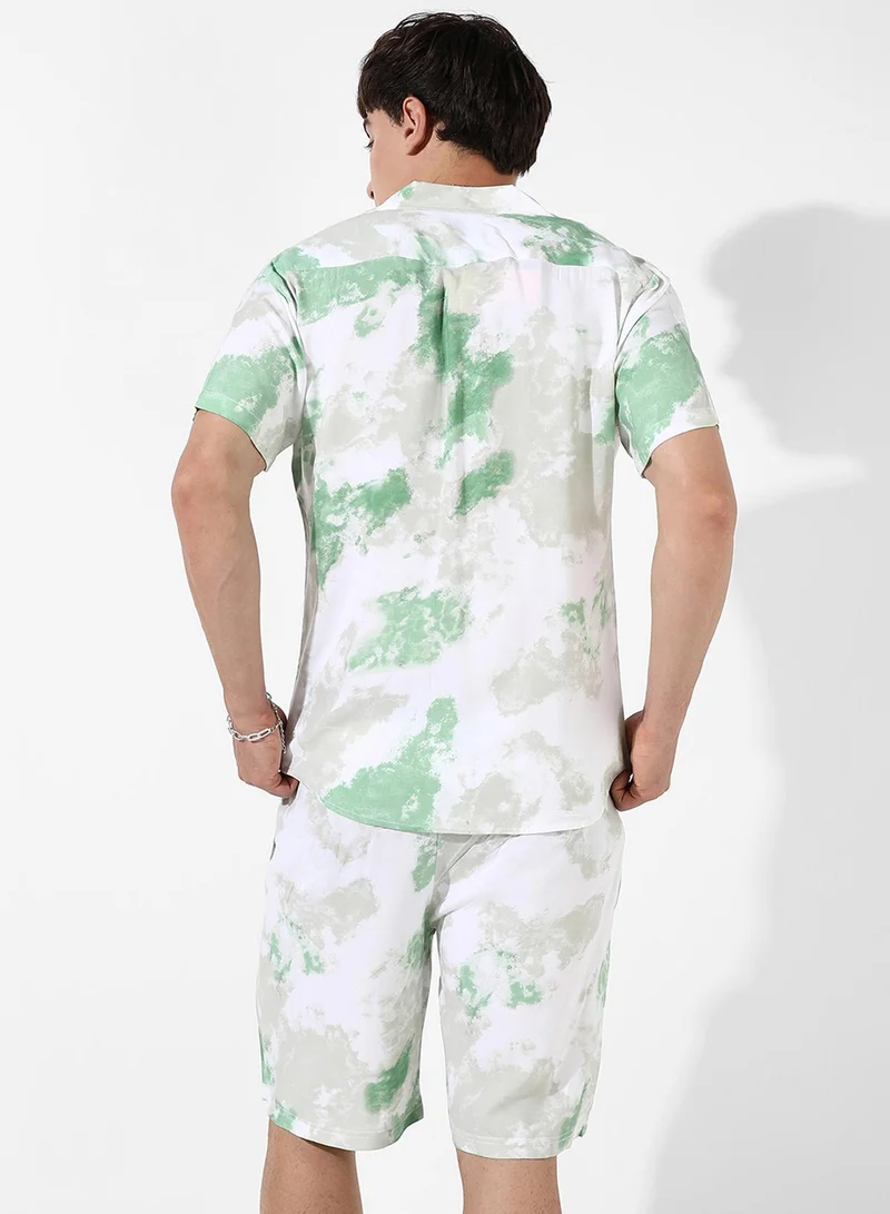 Campus Sutra  Men's Tie-Dye Print Casual Co-Ord Set for Men | Best Price UAE