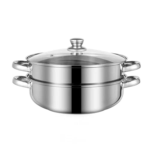 LCPUD Steamer for Cooking, 5.0 Quarts Stainless Steel Steamer Pot, 2-Tier Food Steam Pots with Lid for Cooking Vegetables, Seafood, Soups, Stews and Pasta, 11 x 6.1 inch - Image 1