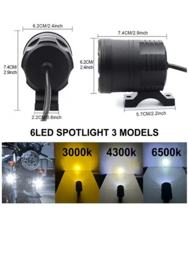 AROAQ Motorcycle Spotlight LED Headlights Yellow White 3000k 6000K Auxiliary Faro LED Moto Assemblies Lamp 12V Driving Fog Light 2Pcs - Image 2
