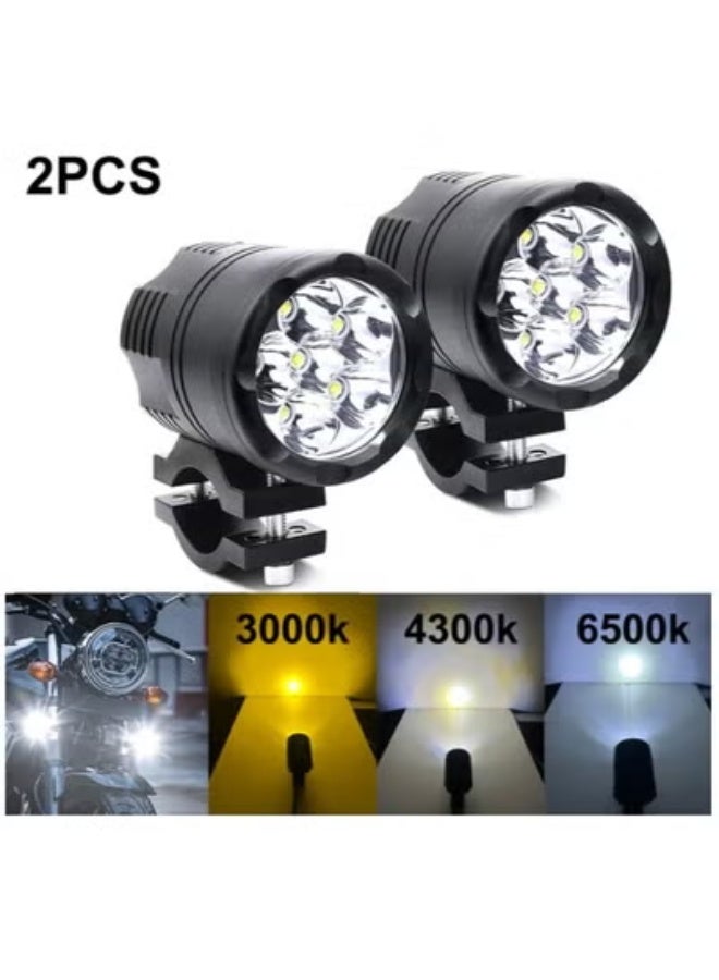 AROAQ Motorcycle Spotlight LED Headlights Yellow White 3000k 6000K Auxiliary Faro LED Moto Assemblies Lamp 12V Driving Fog Light 2Pcs - Image 1