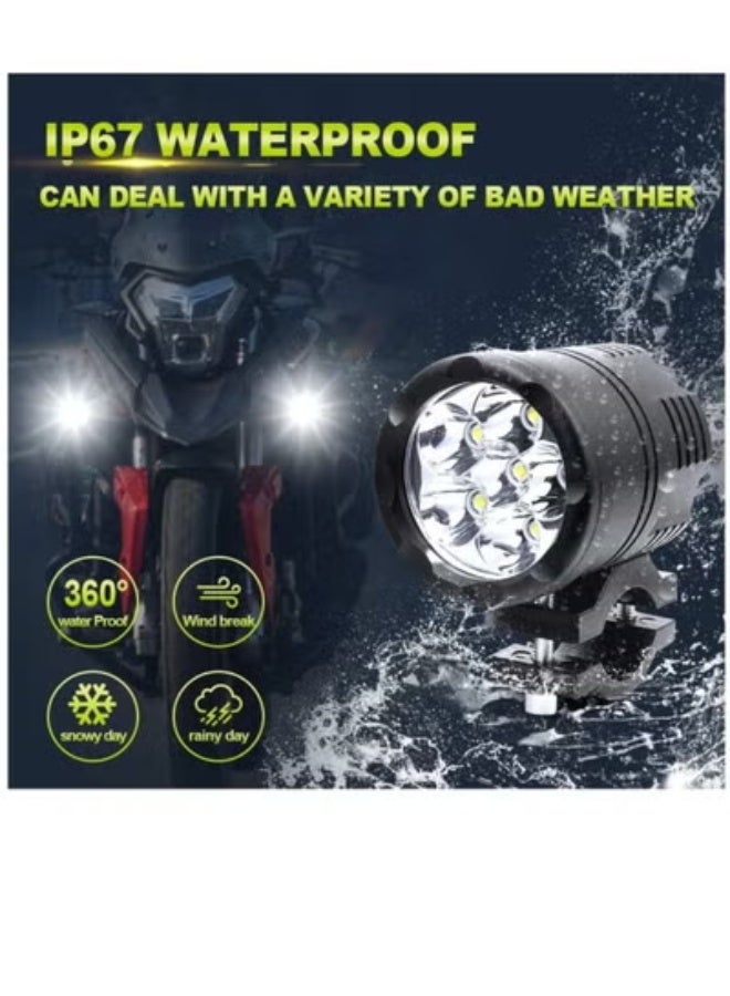 AROAQ Motorcycle Spotlight LED Headlights Yellow White 3000k 6000K Auxiliary Faro LED Moto Assemblies Lamp 12V Driving Fog Light 2Pcs - Image 3