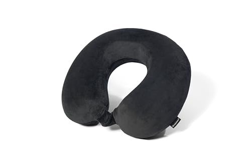 Brookstone Travel Neck Pillow - Lightweight Fleece Casing U-Shaped Stuffable Memory Foam Travel Pillow for Sleeping and Neck Support, Black - Image 4